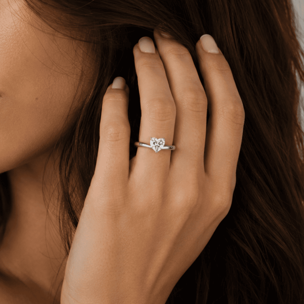 Hearteye Sparkle 0.5CT Lab Grown Moissanite Diamond Ring