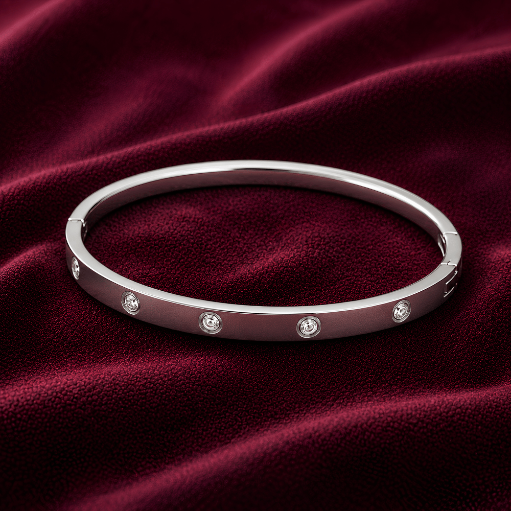 Valor Moissanite Eternity Silver Bangle