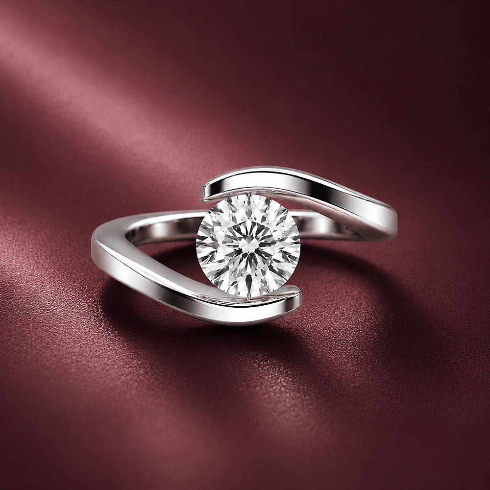 Noorvyaa Signature Round 0.5CT Lab Grown Moissanite Ring