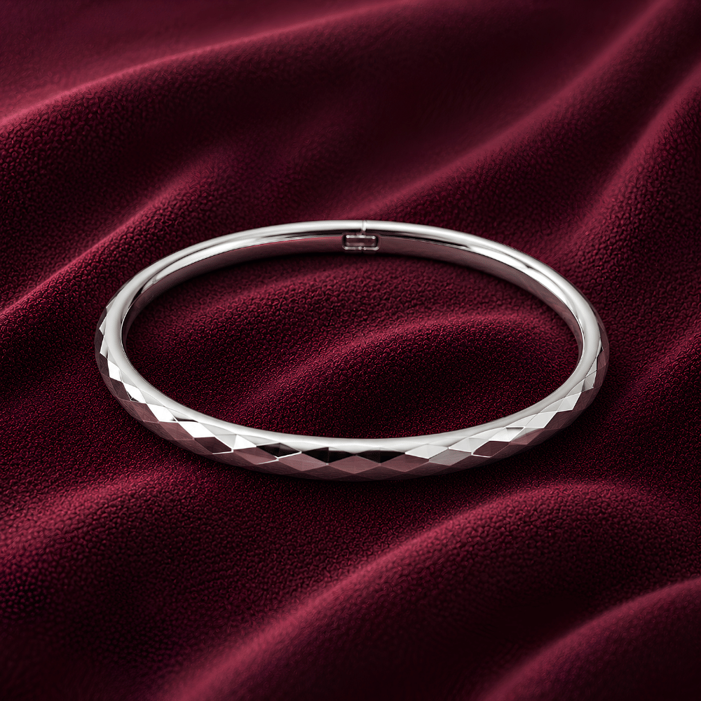 Valor Facet Silver Bangle Bracelet