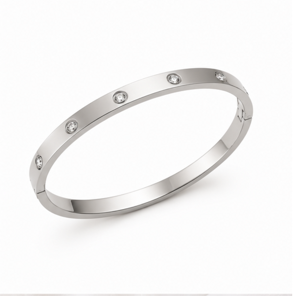 Valor Moissanite Eternity Silver Bangle