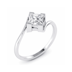 Graceful Wave Solitaire 0.5CT Lab Grown Moissanite Diamond Ring