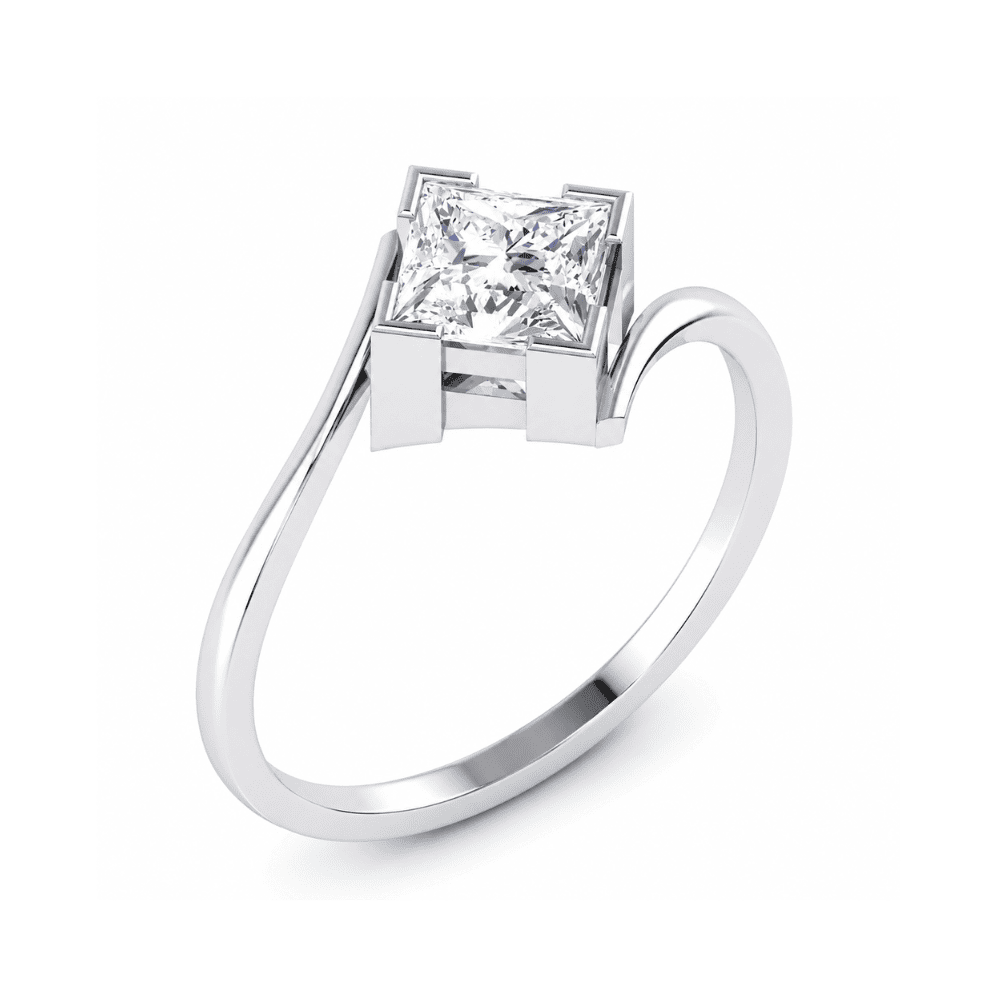 Graceful Wave Solitaire 0.5CT Lab Grown Moissanite Diamond Ring
