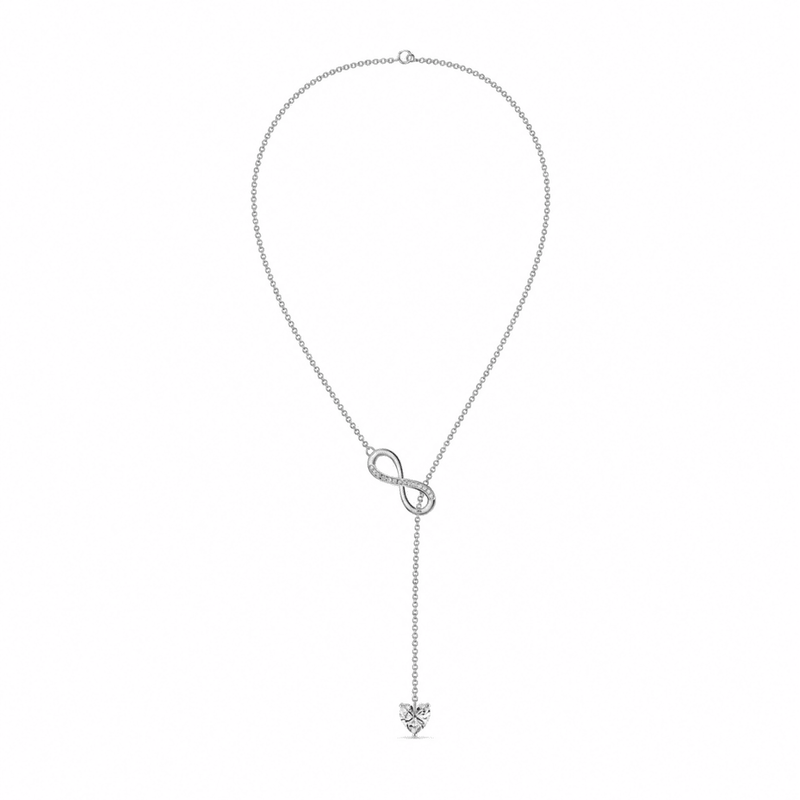 Eternal Infinity Heart 0.5CT Lab Grown Moissanite Lariat Necklace