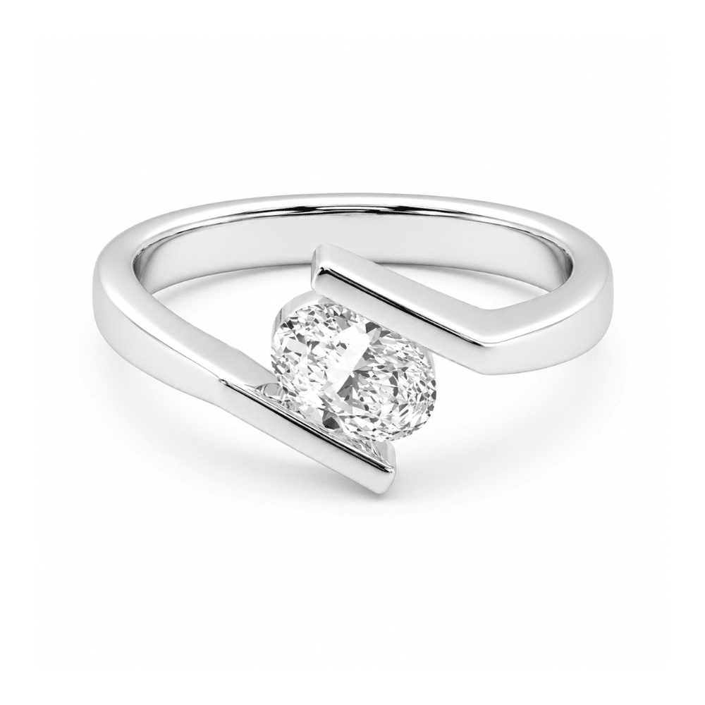 Oval Solitaire 0.5CT Lab Grown Moissanite Diamond Engagement Ring