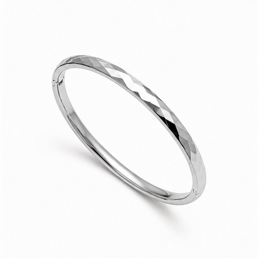 Valor Facet Silver Bangle Bracelet