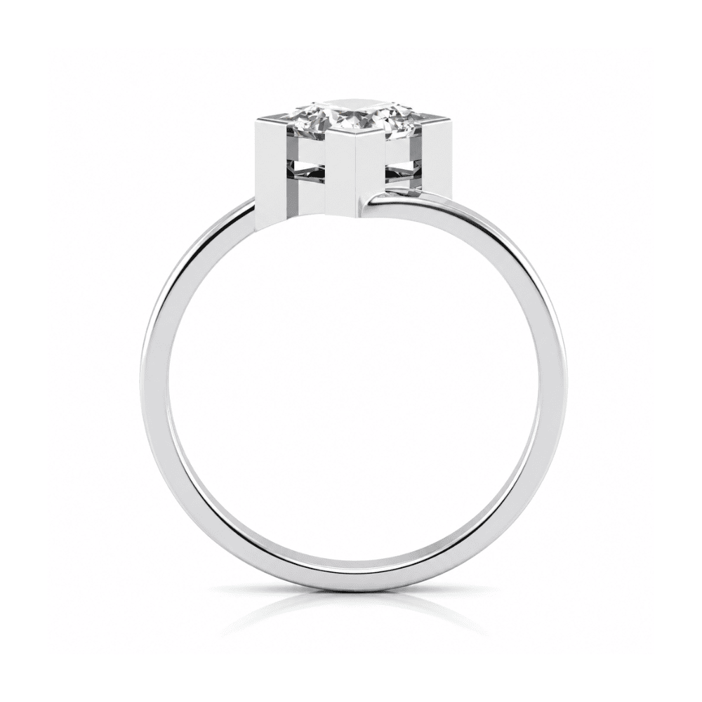 Graceful Wave Solitaire 0.5CT Lab Grown Moissanite Diamond Ring