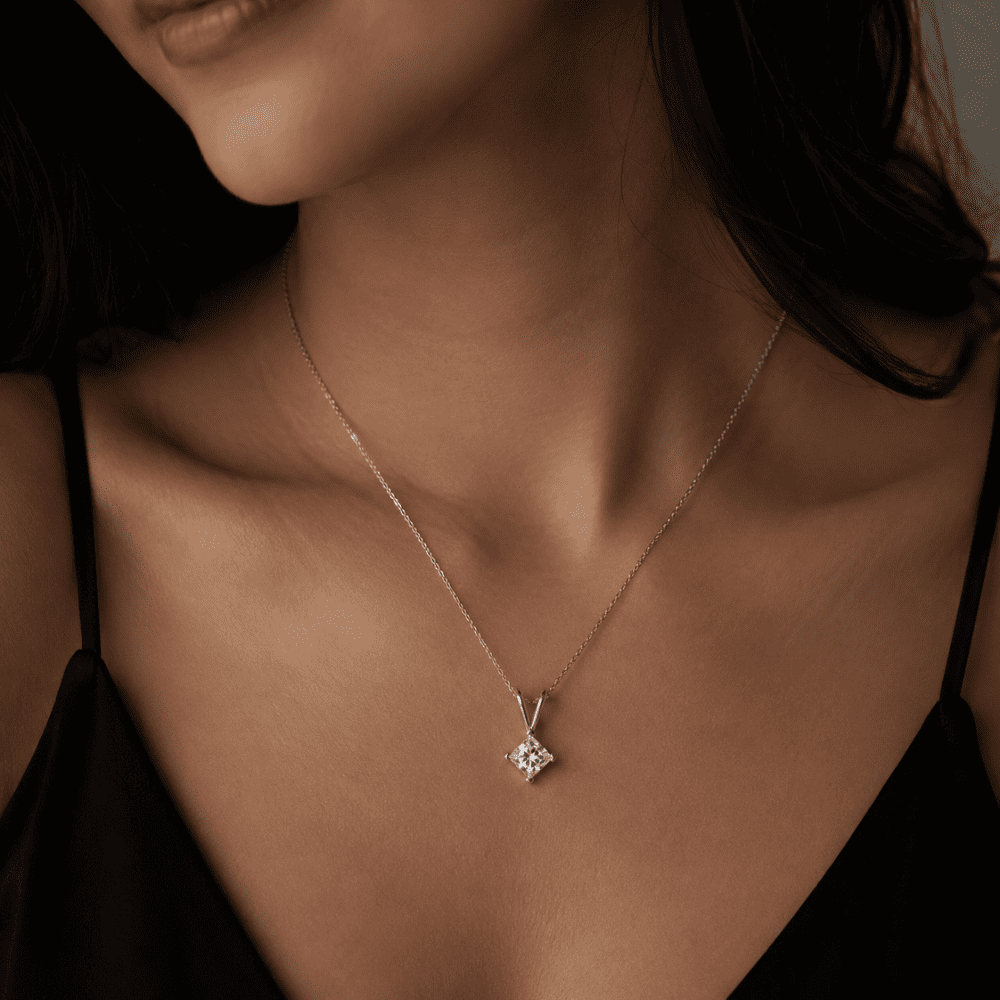 Princess Cut 1CT Lab Grown Moissanite Pendant