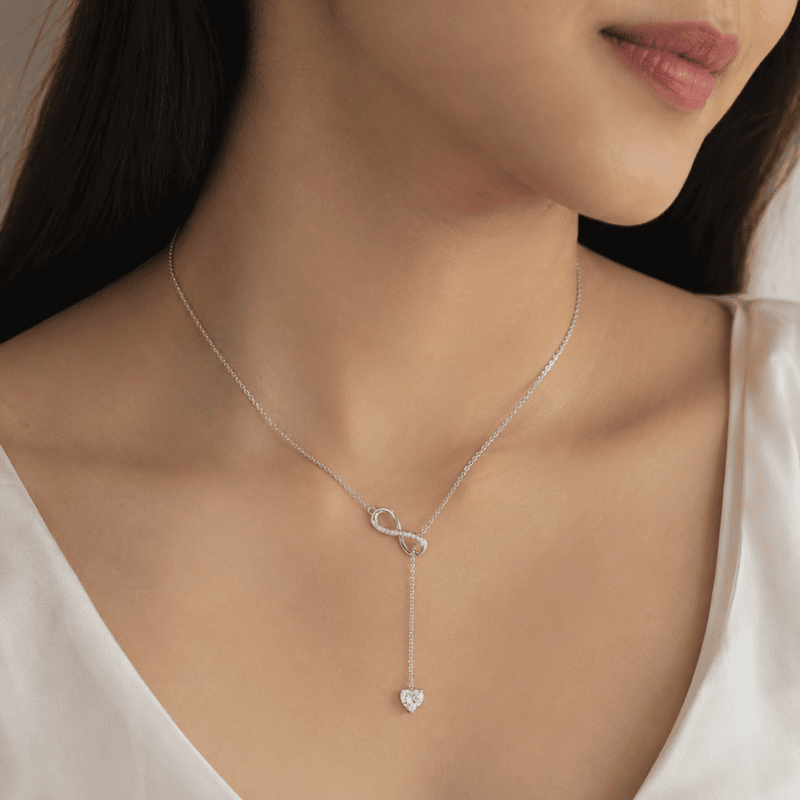 Eternal Infinity Heart 0.5CT Lab Grown Moissanite Lariat Necklace