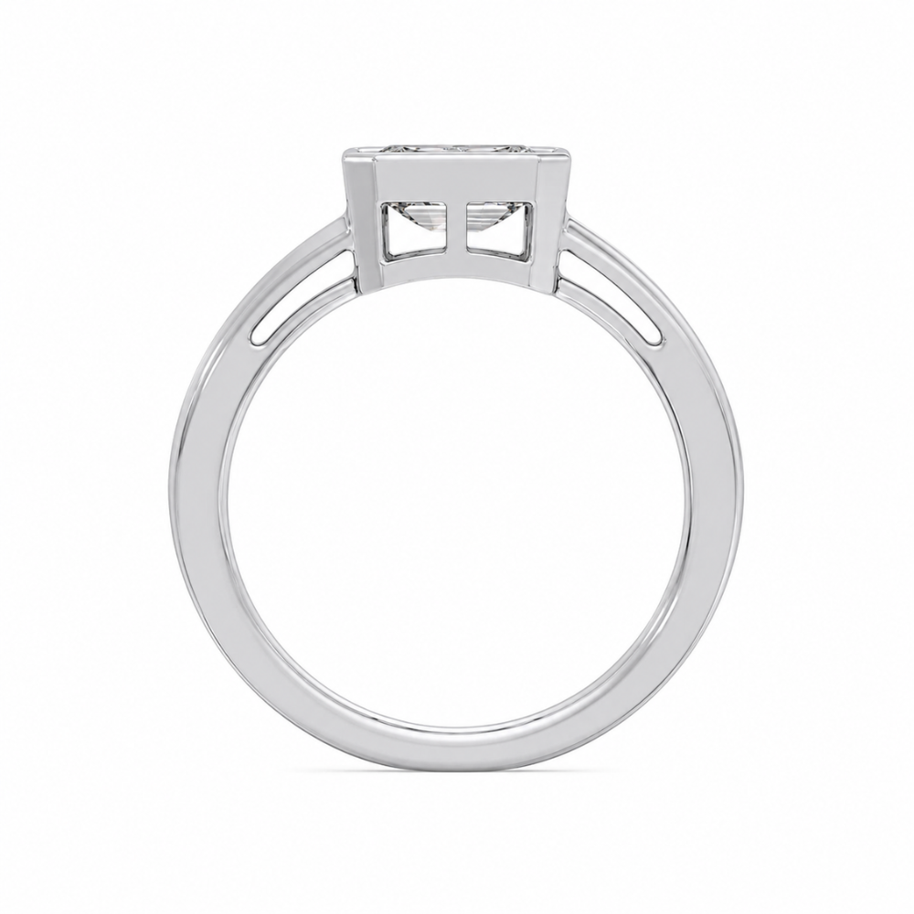 Modern Emerald-Cut Bezel Ring Featuring a  0.5CT Lab Grown Moissanite