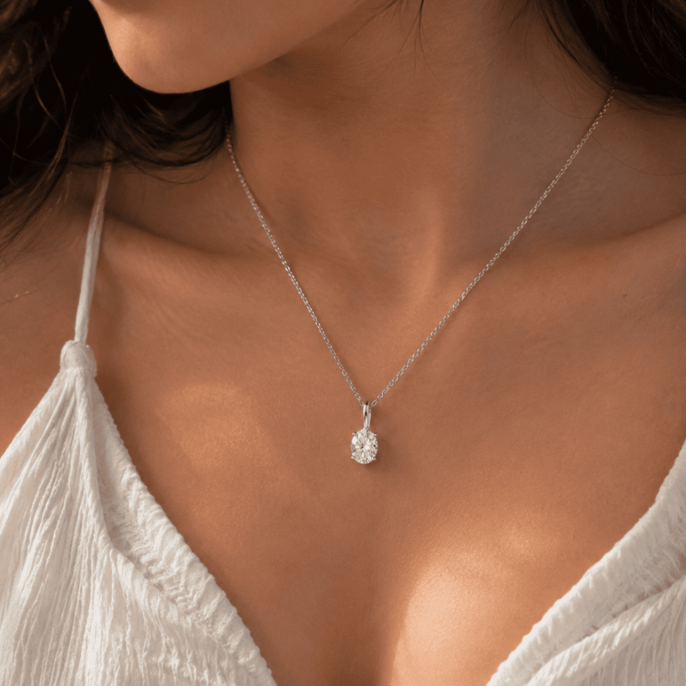 Oval Classic 1CT Lab Grown Moissanite Pendant