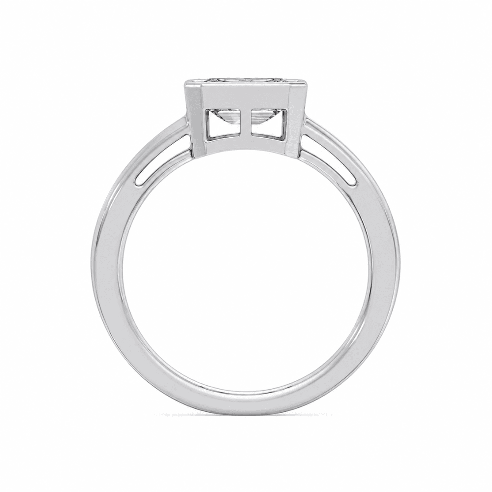 Modern Emerald-Cut Bezel Ring Featuring a  1CT Lab Grown Moissanite Diamond