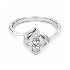 Graceful Wave Solitaire 0.5CT Lab Grown Moissanite Diamond Ring