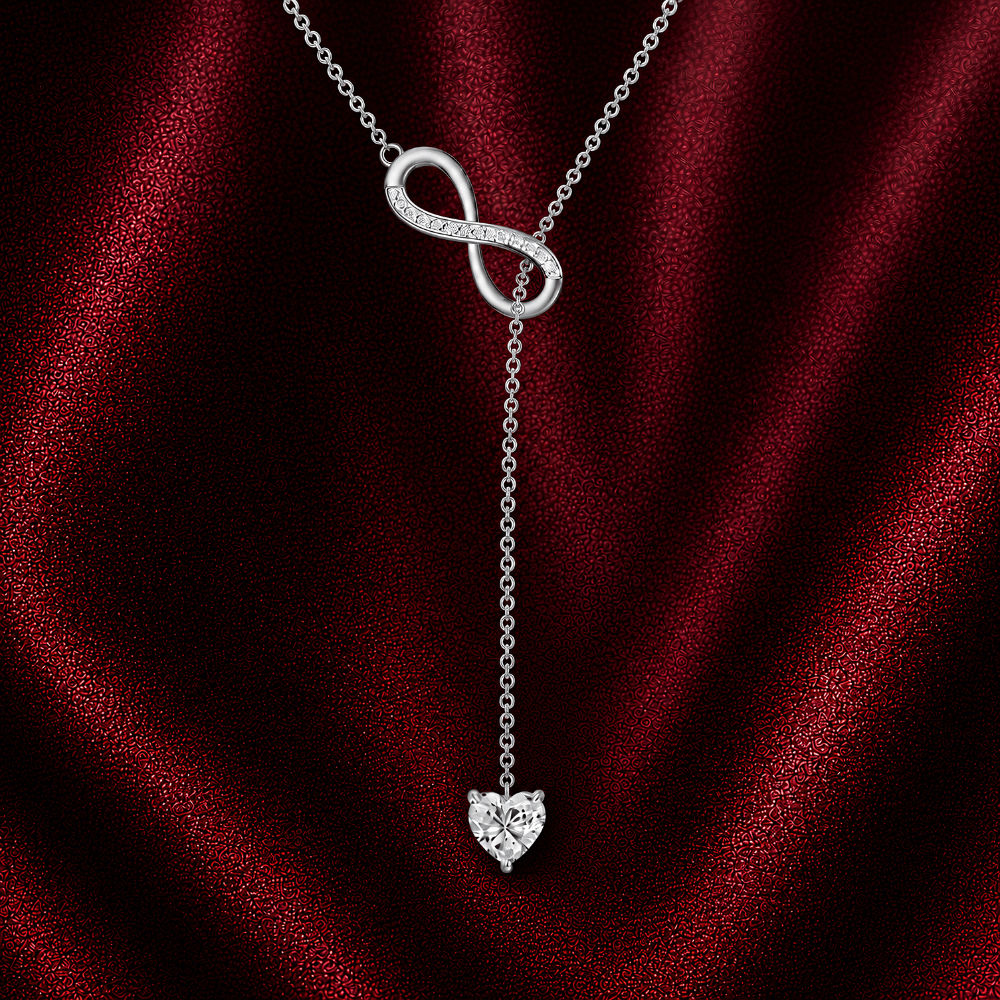 Eternal Infinity Heart 0.5CT Lab Grown Moissanite Lariat Necklace