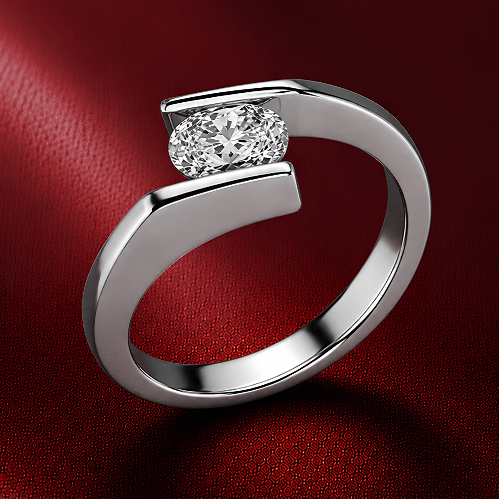 Oval Solitaire 1CT Lab Grown Moissanite Engagement Ring