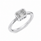 Modern Emerald-Cut Bezel Ring Featuring a  0.5CT Lab Grown Moissanite