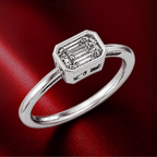 Modern Emerald-Cut Bezel Ring Featuring a  1CT Lab Grown Moissanite