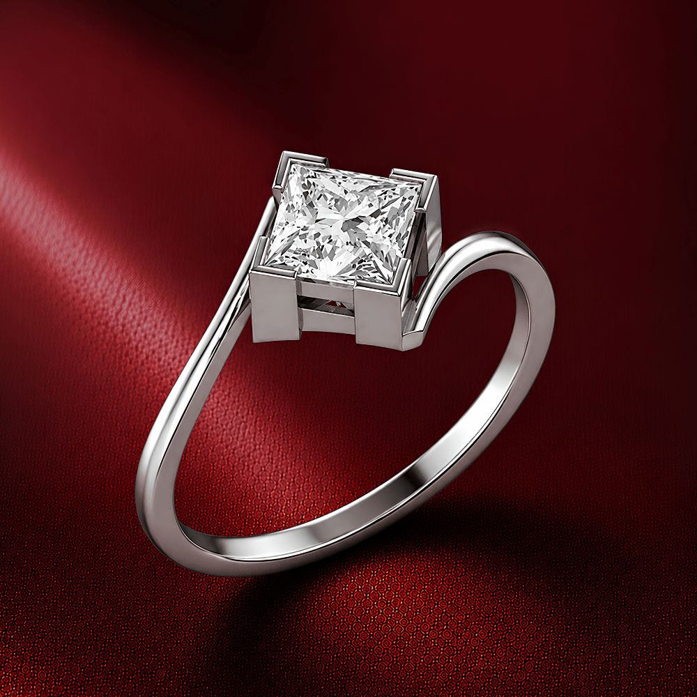 Graceful Wave Solitaire 1CT Lab Grown Moissanite Ring