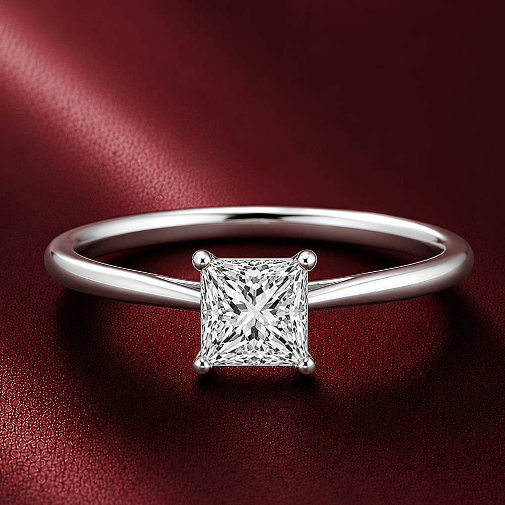 Classic Princess-Cut 0.5CT Lab Grown Moissanite Cathedral Ring