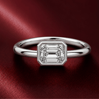 Modern Emerald-Cut Bezel Ring Featuring a  0.5CT Lab Grown Moissanite